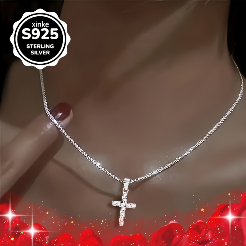 925 Silver Cross Pendant Set with Cubic Zirconia